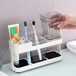 2 Cups With 1 Toothbrush Holder Stand Toothpaste Storage