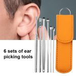 6 PCS Ear Pick Set Portable Ear Cleaner Set Stainless Steel With Lather Case - Image 2