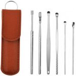 6 PCS Ear Pick Set Portable Ear Cleaner Set Stainless Steel With Lather Case