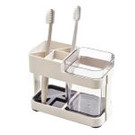 1 Cup Toothbrush Toothpaste Stand Holder Bathroom Storage Organizer Plastic - Image 2