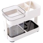 1 Cup Toothbrush Toothpaste Stand Holder Bathroom Storage Organizer Plastic